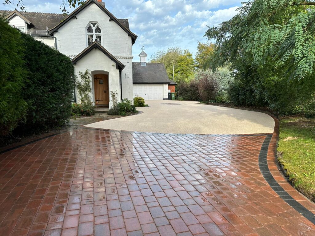 Resin Driveway with Decorative Block Paving in Worcester